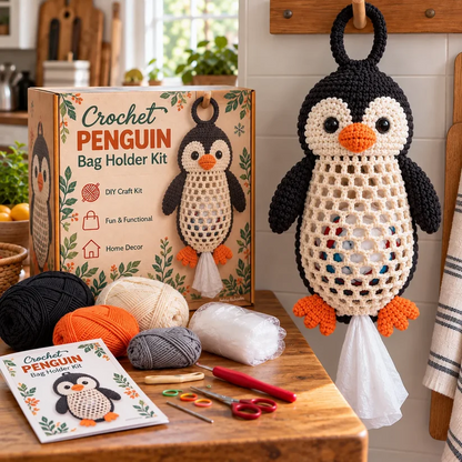 ⏳ Last day to save 49% – 🧶Crochet Animal Bag Holder DIY Kit – Cute & Functional Hanging Storage Craft Kit🎁