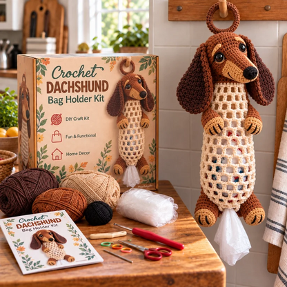 ⏳ Last day to save 49% – 🧶Crochet Animal Bag Holder DIY Kit – Cute & Functional Hanging Storage Craft Kit🎁