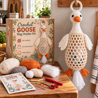 ⏳ Last day to save 49% – 🧶Crochet Animal Bag Holder DIY Kit – Cute & Functional Hanging Storage Craft Kit🎁