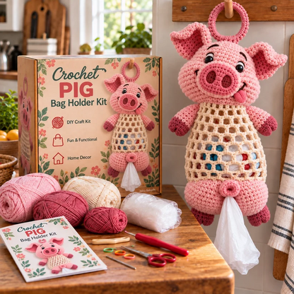 ⏳ Last day to save 49% – 🧶Crochet Animal Bag Holder DIY Kit – Cute & Functional Hanging Storage Craft Kit🎁