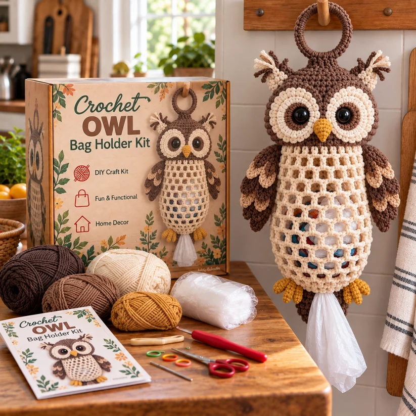 ⏳ Last day to save 49% – 🧶Crochet Animal Bag Holder DIY Kit – Cute & Functional Hanging Storage Craft Kit🎁