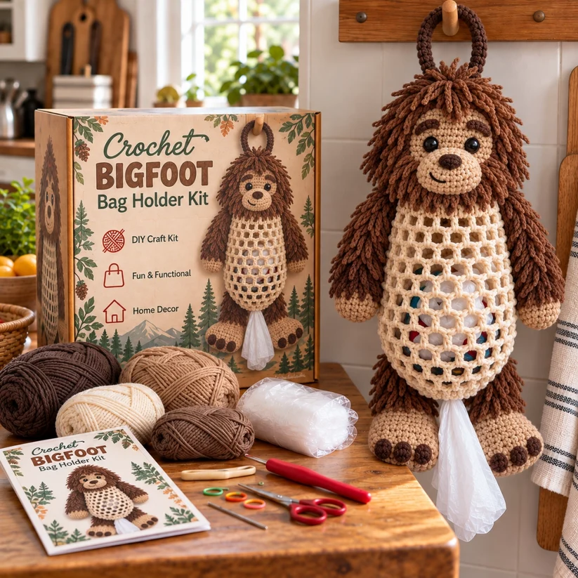 ⏳ Last day to save 49% – 🧶Crochet Animal Bag Holder DIY Kit – Cute & Functional Hanging Storage Craft Kit🎁