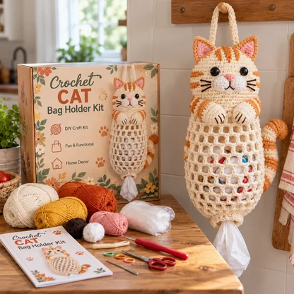 ⏳ Last day to save 49% – 🧶Crochet Animal Bag Holder DIY Kit – Cute & Functional Hanging Storage Craft Kit🎁