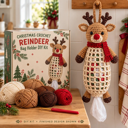 ⏳ Last day to save 49% – 🧶Crochet Animal Bag Holder DIY Kit – Cute & Functional Hanging Storage Craft Kit🎁