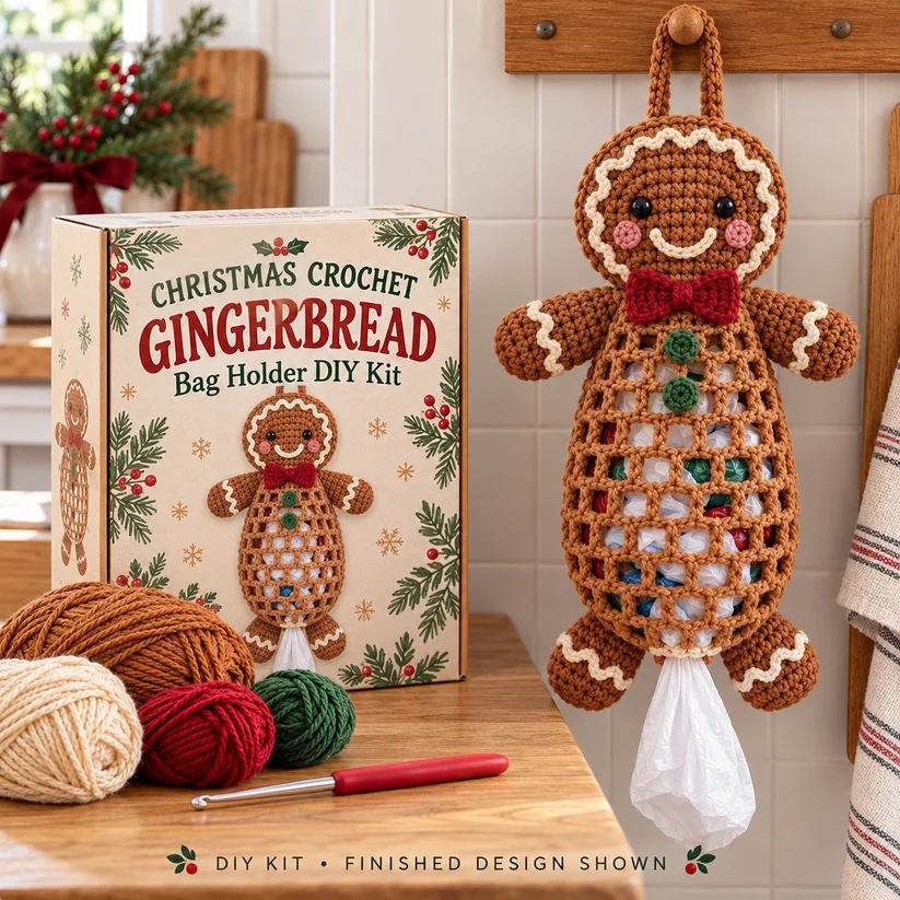 ⏳ Last day to save 49% – 🧶Crochet Animal Bag Holder DIY Kit – Cute & Functional Hanging Storage Craft Kit🎁