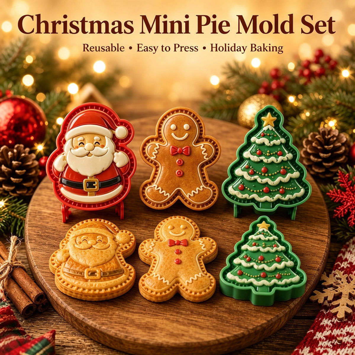 🔥Only $8.99 Last Day Promotion!✨ 🎄16-Design Christmas Mini Pie Mold Collection 🥧