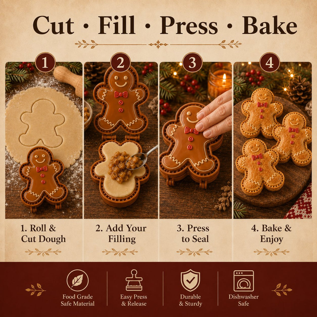 🔥Only $8.99 Last Day Promotion!✨ 🎄16-Design Christmas Mini Pie Mold Collection 🥧