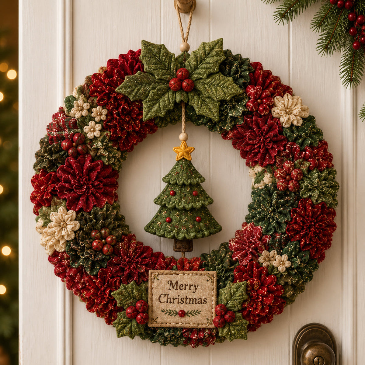 🔥49% Off Last Day🎄3D Fabric Poke Wreath DIY Kit（📦Buy 2, Get FREE Shipping）