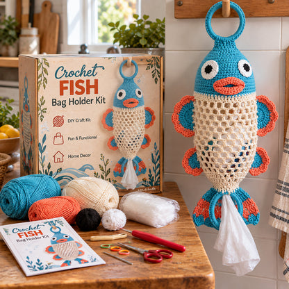 ⏳ Last day to save 49% – 🧶Crochet Animal Bag Holder DIY Kit – Cute & Functional Hanging Storage Craft Kit🎁