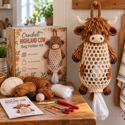 ⏳ Last day to save 49% – 🧶Crochet Animal Bag Holder DIY Kit – Cute & Functional Hanging Storage Craft Kit🎁