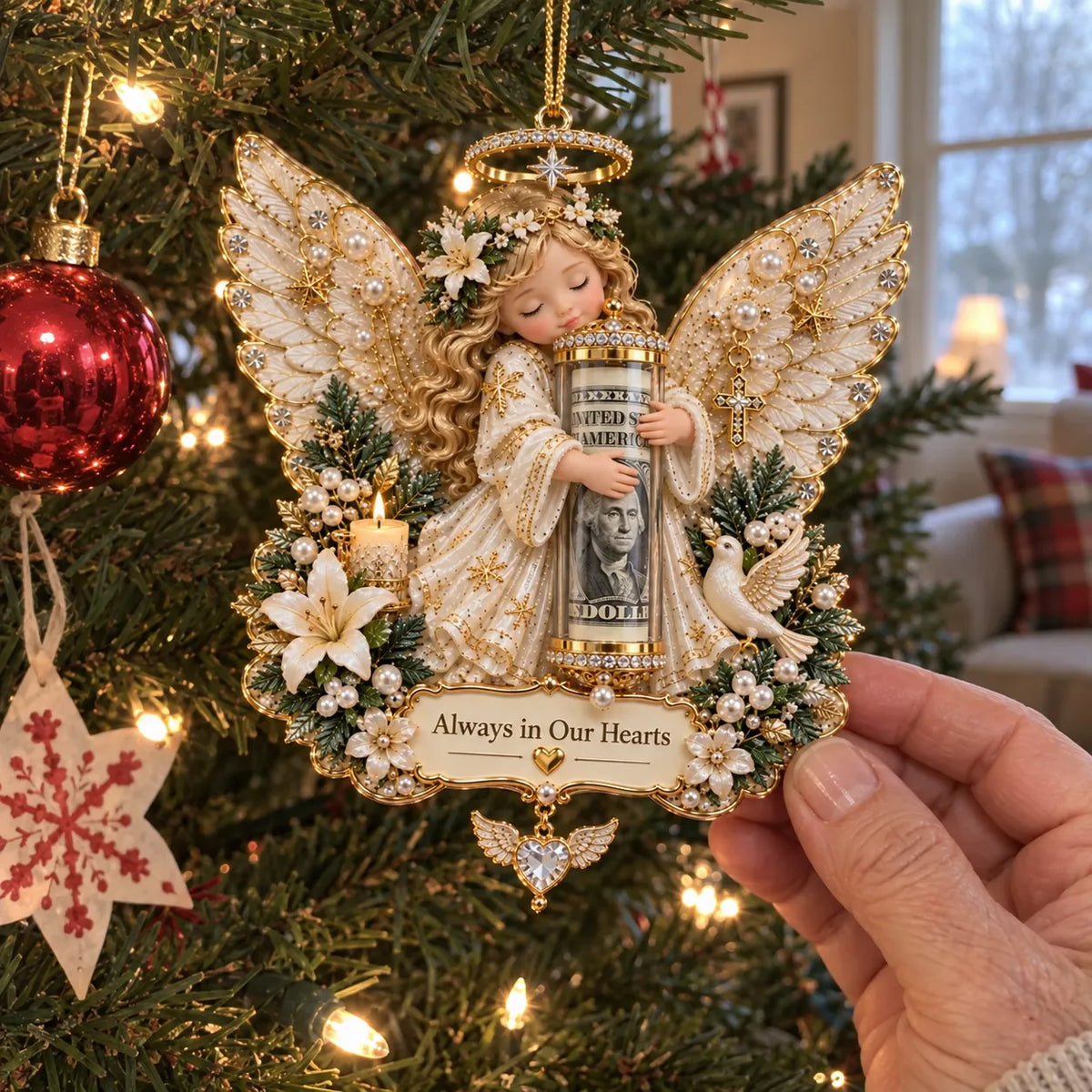⏳ Last day to save 49%-👼💵 3D Angel Christmas Cash Gift Ornament – Holiday Money Holder Keepsake ✨