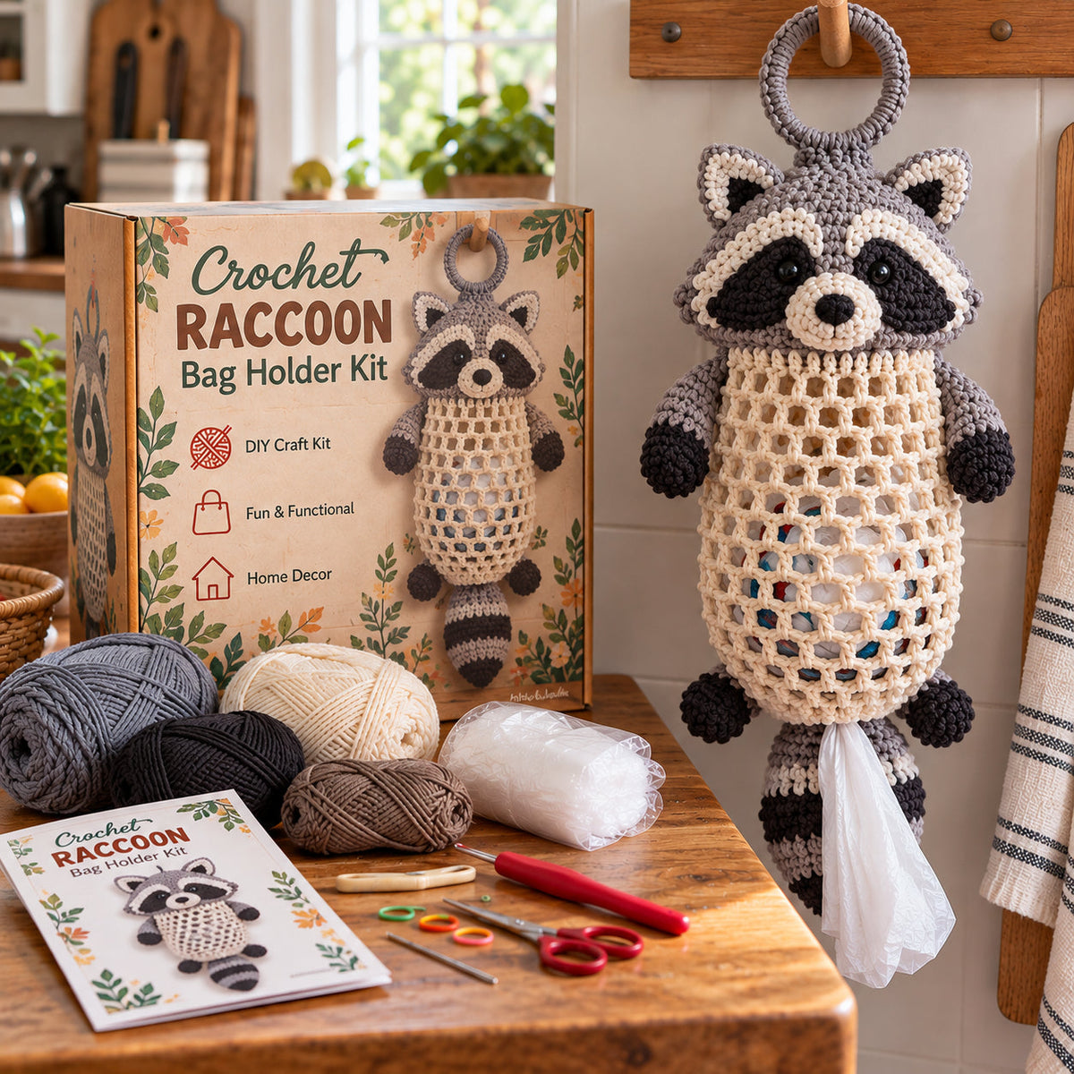 ⏳ Last day to save 49% – 🧶Crochet Animal Bag Holder DIY Kit – Cute & Functional Hanging Storage Craft Kit🎁