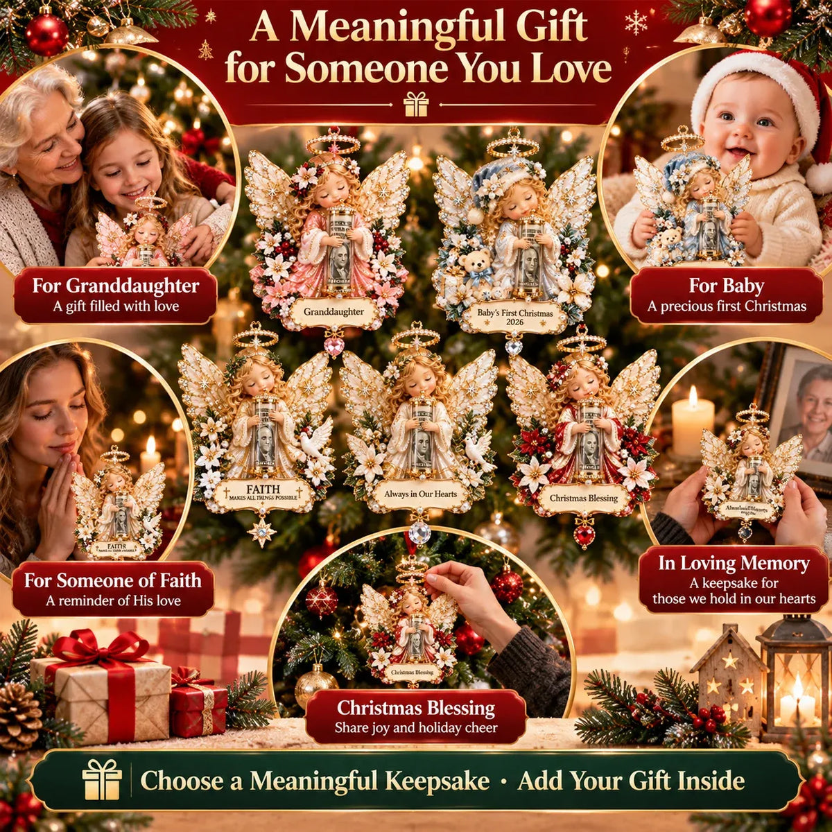 ⏳ Last day to save 49%-👼💵 3D Angel Christmas Cash Gift Ornament – Holiday Money Holder Keepsake ✨