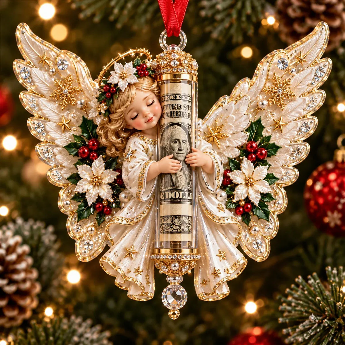 ⏳ Last day to save 49%-👼💵 3D Angel Christmas Cash Gift Ornament – Holiday Money Holder Keepsake ✨