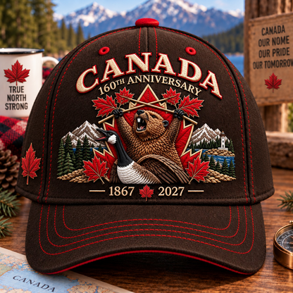 🔥LAST DAY 49% OFF - 🍁 Canada 160th Anniversary 1867–2027 – Premium Embroidered Heritage Cap 100% Cotton